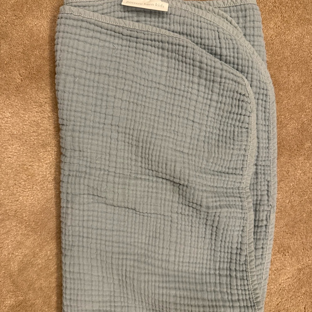 Pottery Barn Kids Muslin Swaddle Blanket in Pale Blue